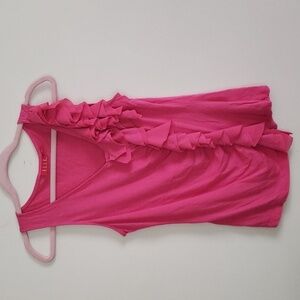 Elle Barbie pink ruffle scoop neck summer tank top, women's size small.